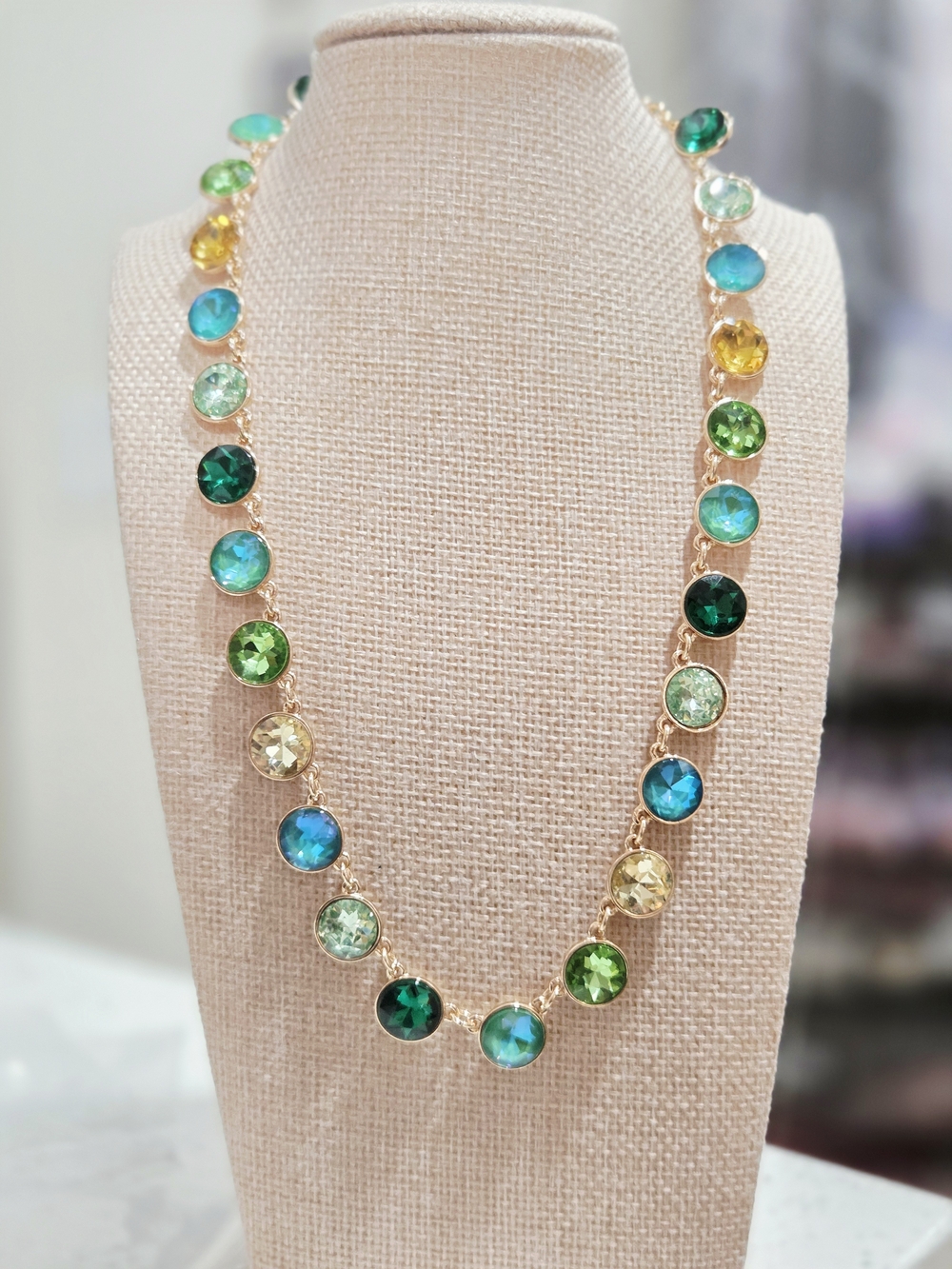 Multicolor Australian Crystal Station Necklace - Gold Chain